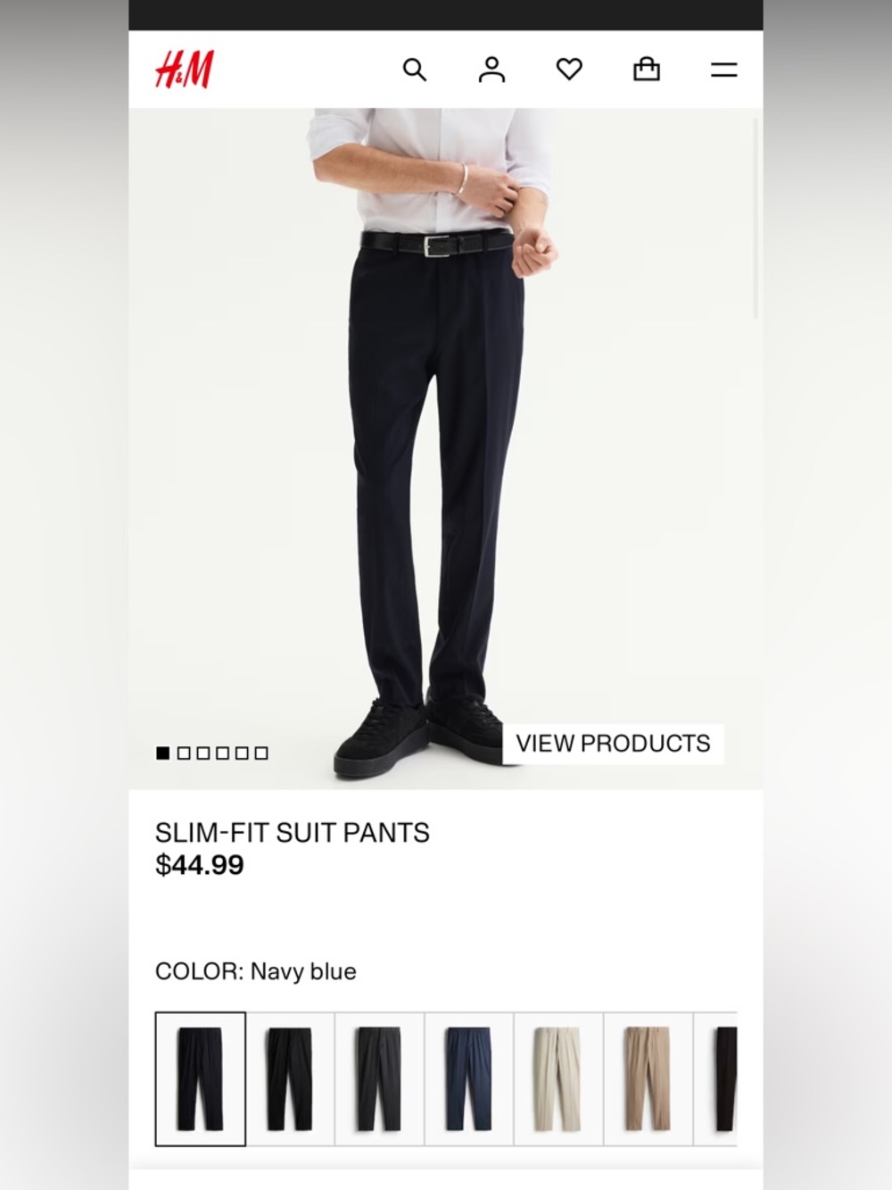 H&M Slim-Fit Suit Pants in Navy Blue